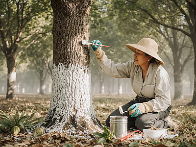 Descubra por que jardineiros estão pintando o tronco dos abacateiros de branco.