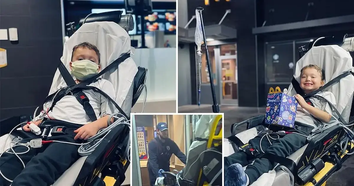Ambulância para em McDonald's a pedido de menino de 6 anos com câncer
